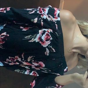 Black flowered crêpe blouse